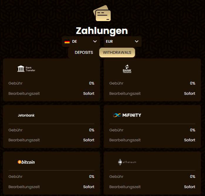 Auszahlung bei Goldspin-Casino